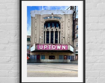 Stampa fotografica dell'Uptown Theatre di Chicago / Tenda d'epoca / Arte teatrale storica
