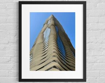 Stampa fotografica Aqua Tower Corner 1 / Architettura contemporanea di Chicago / Lakeshore East Wall Art
