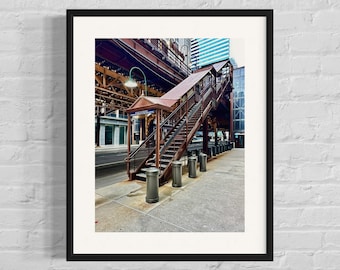 Stampa fotografica "L" della stazione di Quincy, Chicago / Arte murale di architettura urbana