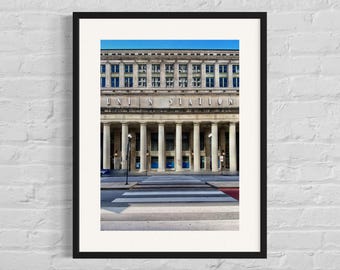 Stampa fotografica della stazione Union di Chicago / Arte murale di architettura classica Beaux-Arts / Fotografia di punti di riferimento urbani