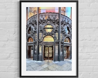 Carson Pirie Scott Chicago / Ferro battuto storico di Louis Sullivan / Stampa fotografica dell'architettura della porta curva