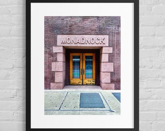 Portale dell'edificio Monadnock / Stampa fotografica dell'architettura di Chicago / Parete artistica con punto di riferimento storico di Loop