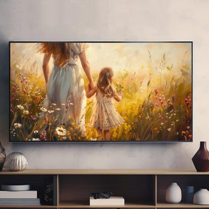 フレーム TV アート | 抽象画 | 油絵 | 母の日 | デジタル ダウンロード | Samsung フレーム TV アート | 野の花 | 母と子 | 娘