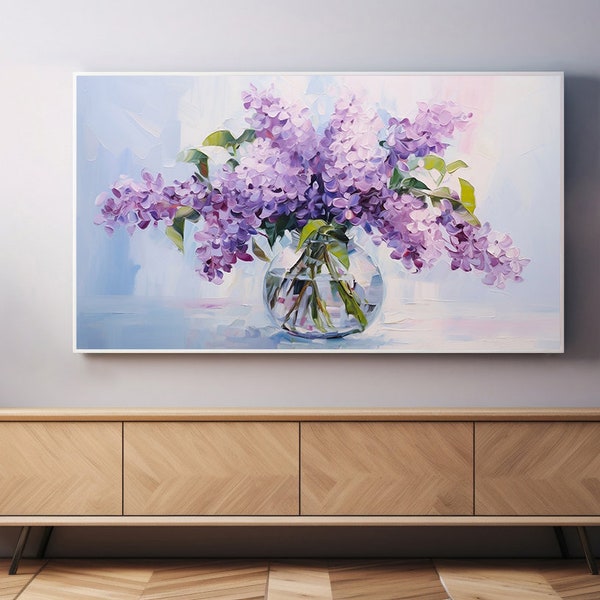 Frame TV Art| Abstract | Oil Painting| Flower | Floral Painting | Lilac | Spring | Purple Flowers | Digital Download | Samsung Frame TV Art|