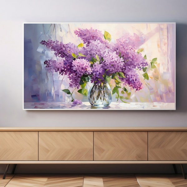 Frame TV Art | Abstract | Oil Painting | Flower Painting | Lilac | Spring | Purple Flowers | Violet| Digital Download | Samsung Frame TV Art