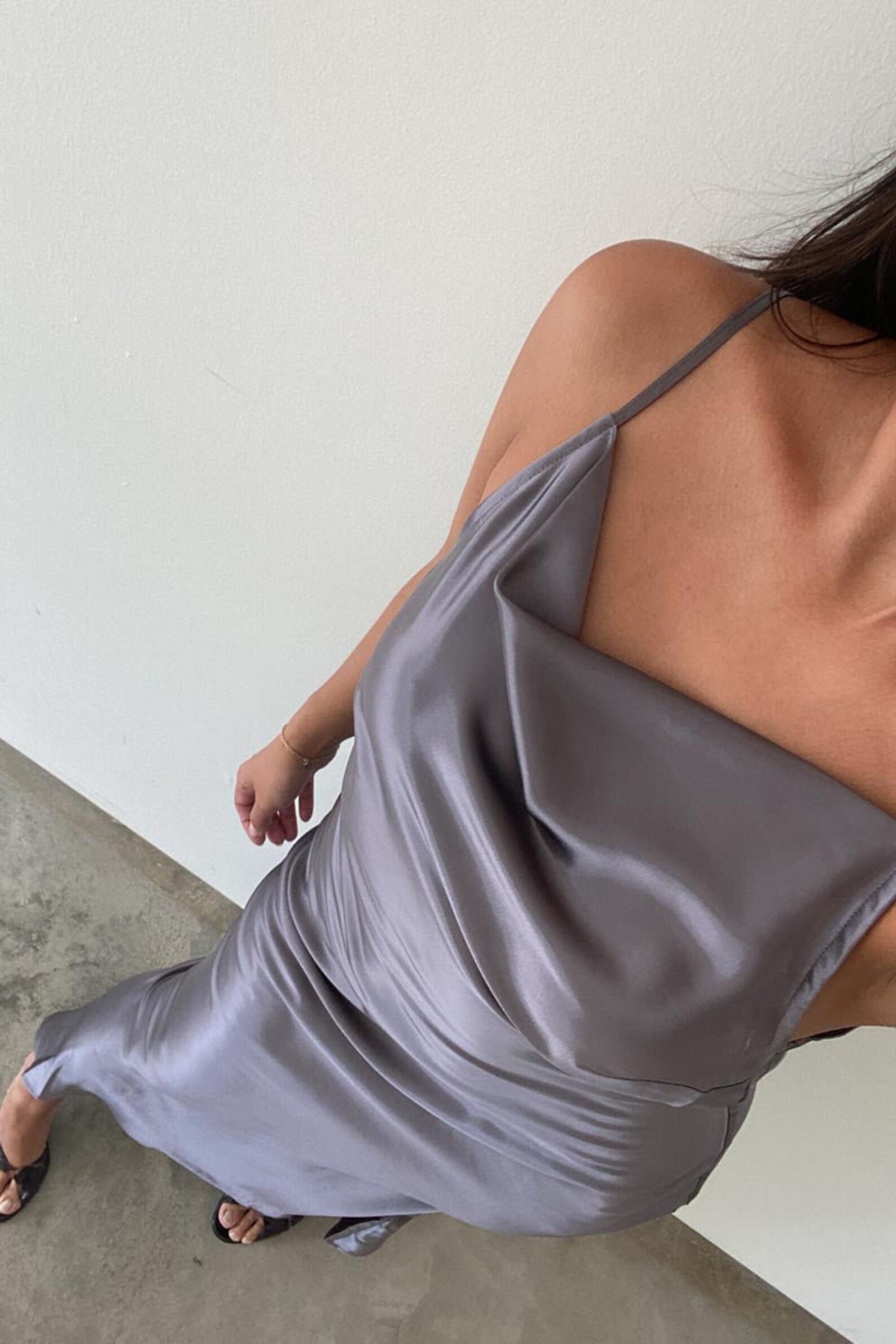 Treats Cowl Back Satin Maxi Dress Baby Pink