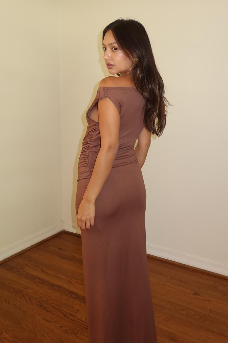 Made in USA Sleeveless Ruched Dress with Slit
