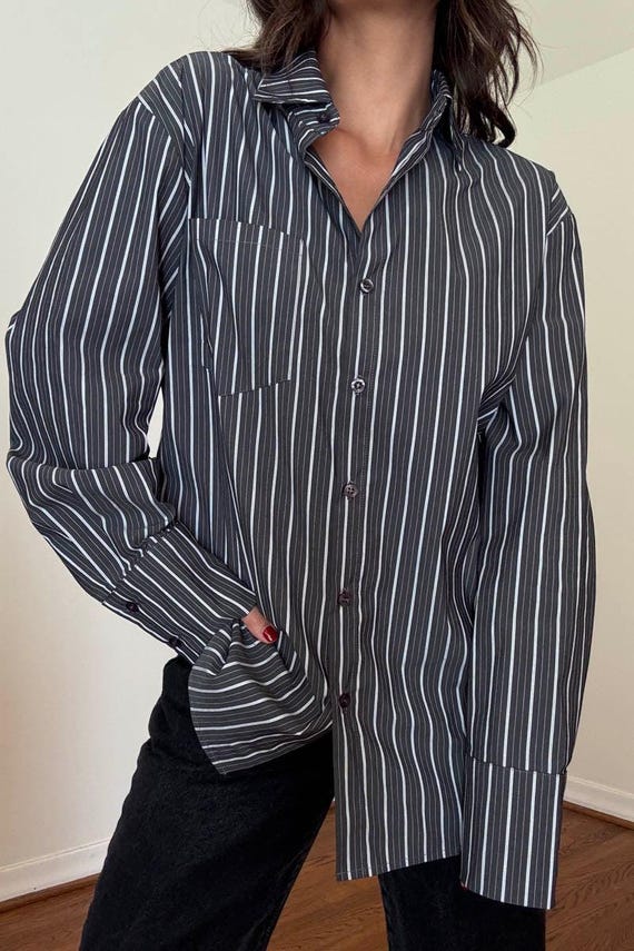 Oversized Stripe Poplin Shirt - Etsy