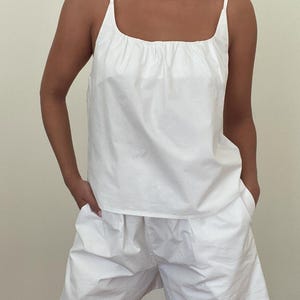 Popeline Square Neck Tank und Shorts Sets