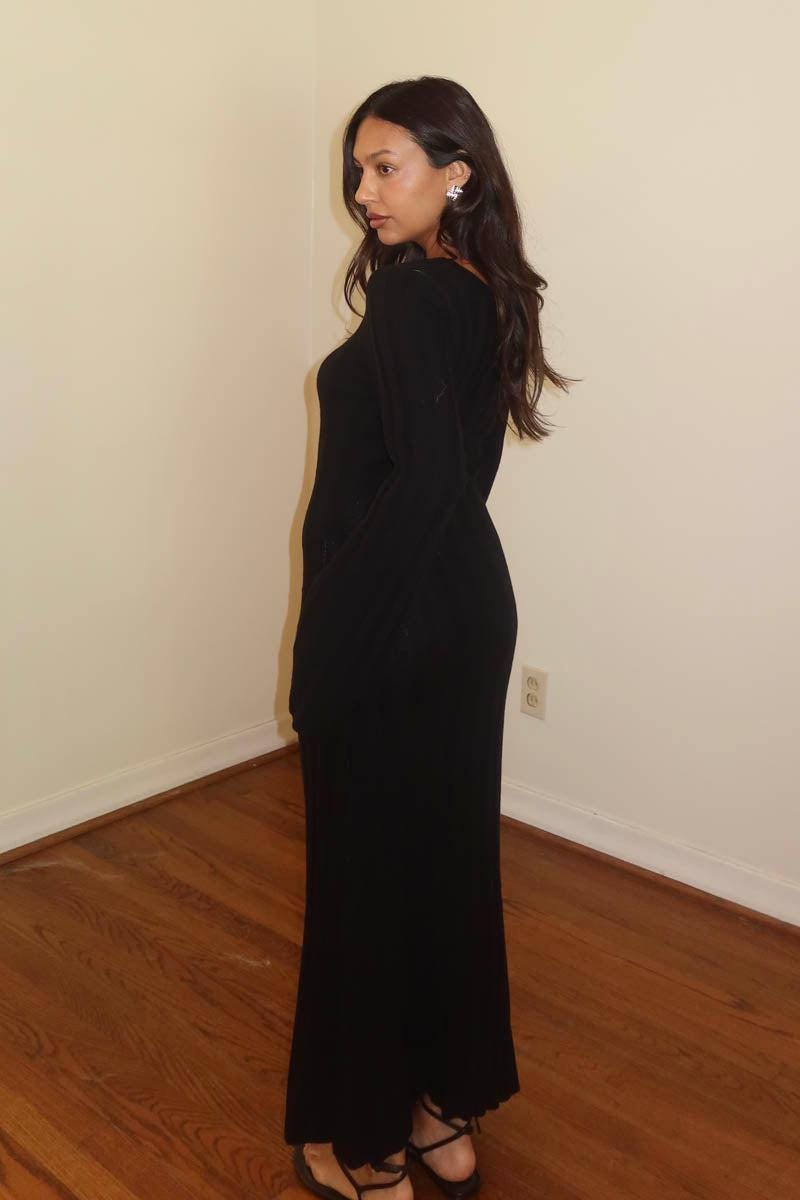 knitted dress cos COS Pleated Knitted Maxi Dress Green – The Dress Nook main image 1