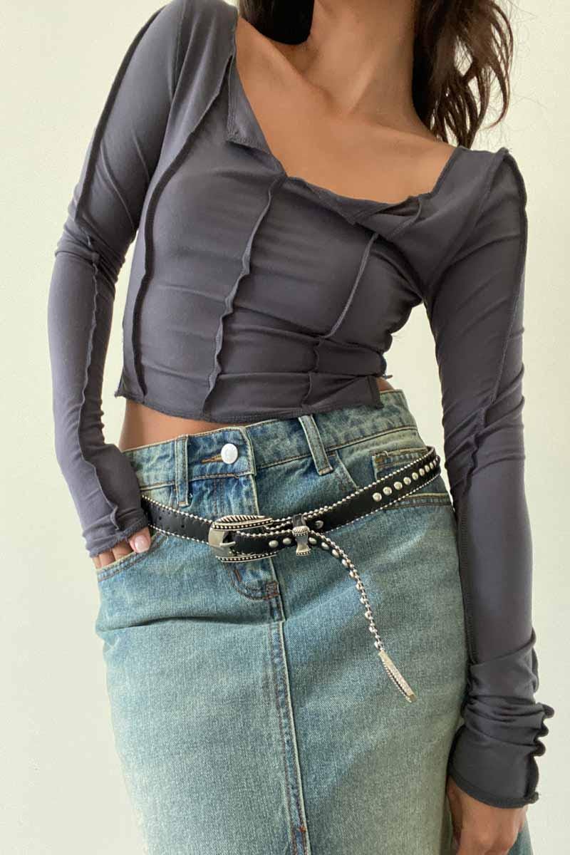 Long Sleeve Top with Exposed Seams main image 0