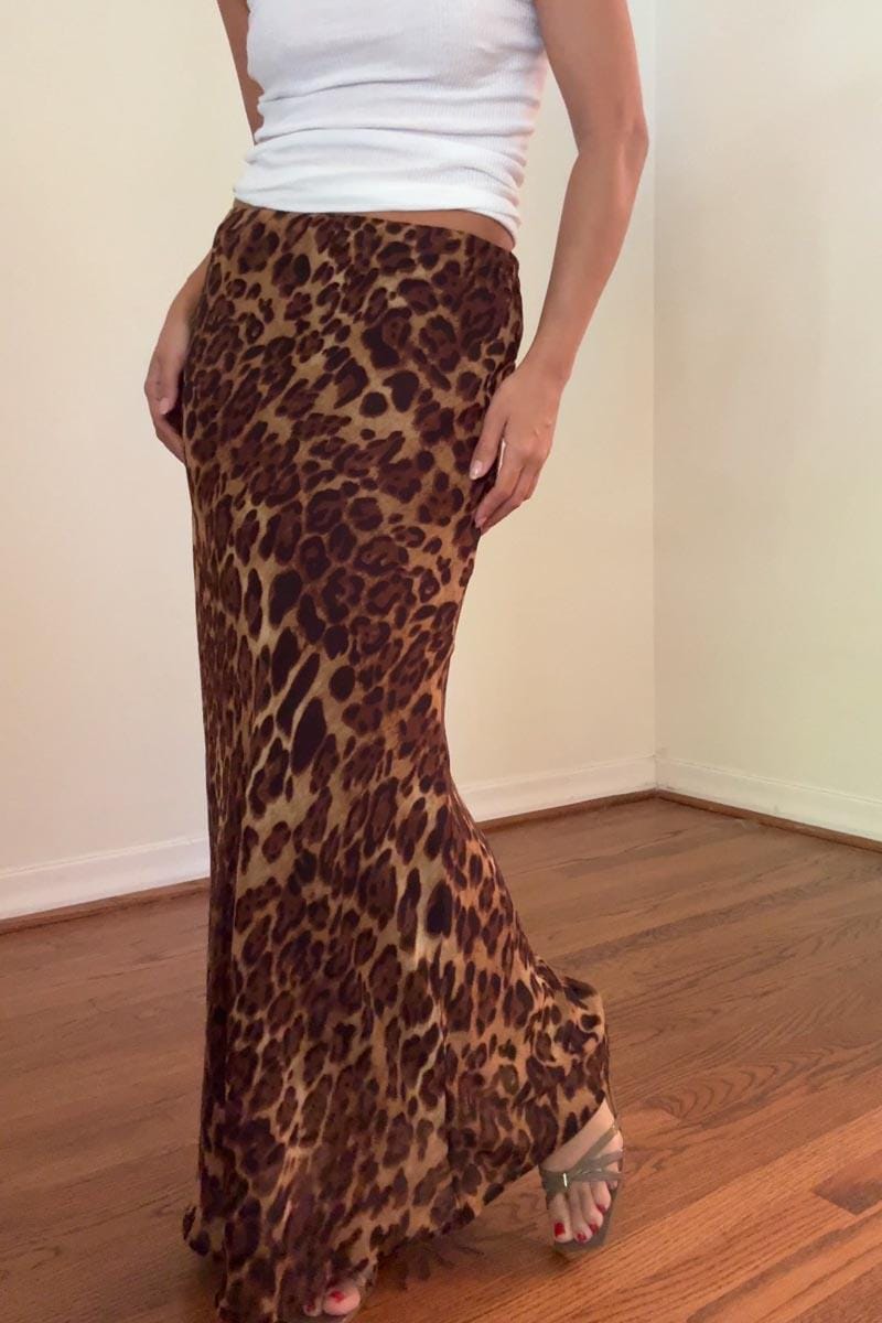 Leopard Print Lace Detail Maxi Skirt - Etsy
