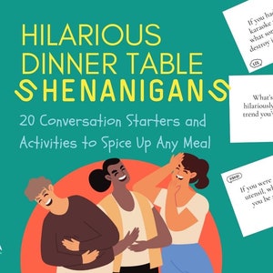 20 Cartões Engraçados para Começar uma Conversa para Apimentar Qualquer Refeição, Travessuras Hilárias na Mesa de Jantar, Diversão em Família, Jogos de Festa | Download Instantâneo PDF