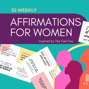 Cartes d'affirmation imprimables pour femmes : 52 cartes pour l'amour de soi, la confiance en soi et le bien-être mental | Citations motivantes | Téléchargement instantané PDF