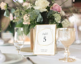 Gold Frame Table Number Cards Template for Elegant and Classic Wedding Settings 5x7 Fully Editable Template Perfect for Any Theme of Wedding