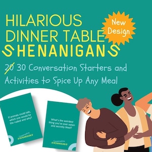Funny Dinner Table Conversation Starter Cards Printable PDF | 30 Cards, Family Game Night, Party Icebreakers, Instant Download