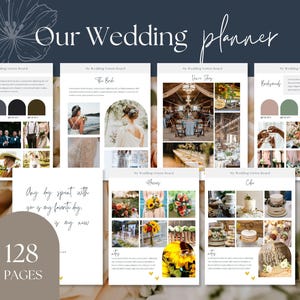 128-Page Wedding Planner | Editable Canva Template | Budget, Timelines, Checklists, Guest List, Seating Chart | Printable PDF