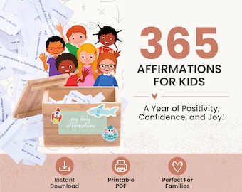 365 Daily Affirmation Cards for Kids | Printable Positive Affirmations | Confidence & Growth Mindset Cards | Self-Esteem Activities | PDF