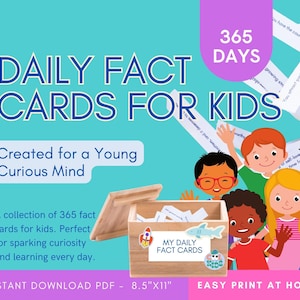 365 tägliche Fun Fact Karten für Kinder - druckbare Lernaktivität | Jeden Tag etwas Neues lernen | Sofortiger Download PDF für Kinder lernen
