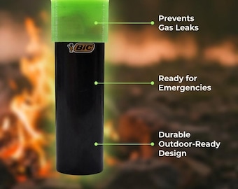 BIC Lighter Cap Reg or Mini 6 pack  With or Without Keychain Ring  (Glow in the Dark Option Available!)