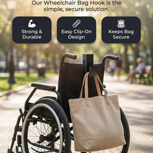 Wheelchair Bag hook Holds up to 20 lbs! For Fabric Wheelchairs image 1