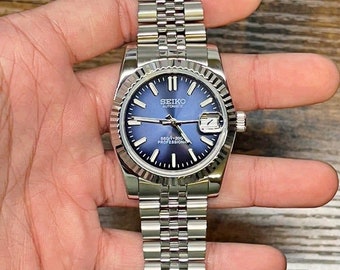 Seiko Custom 36 mm Datejust-Uhr mit Jubilee-Armband, NH35-Uhrwerk, blaues Zifferblatt