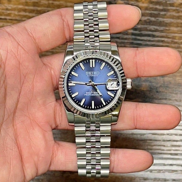 Seiko Custom 36mm Datejust Watch w/ Jubilee Bracelet NH35 Movement Blue Dial