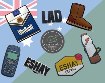 Croc Charm Pin Badge Cute Charms - Australia Lad Bong Eshay Smokes - Adult Kids Rubber Custom SportsModeCharmsAU