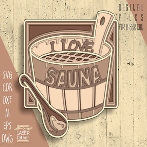 Sauna 3D SVG en couches, téléchargement numérique epd ai cdr dxf dwg, projets de découpe laser, spa PNG, dessins Cricut, fichiers Cnc, découpe bois