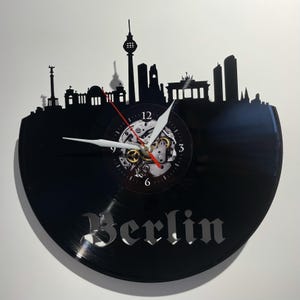 Berlin Vinyl Record Clock, Germany Home Decor, City Skyline Wall Art, Office Decorations, Christmas Gift For Traveler