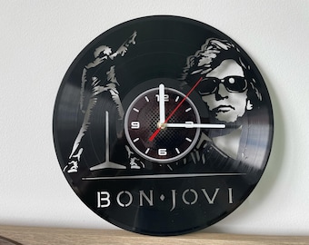 Relógio de parede em vinil do Bon Jovi, decoração musical para casa.