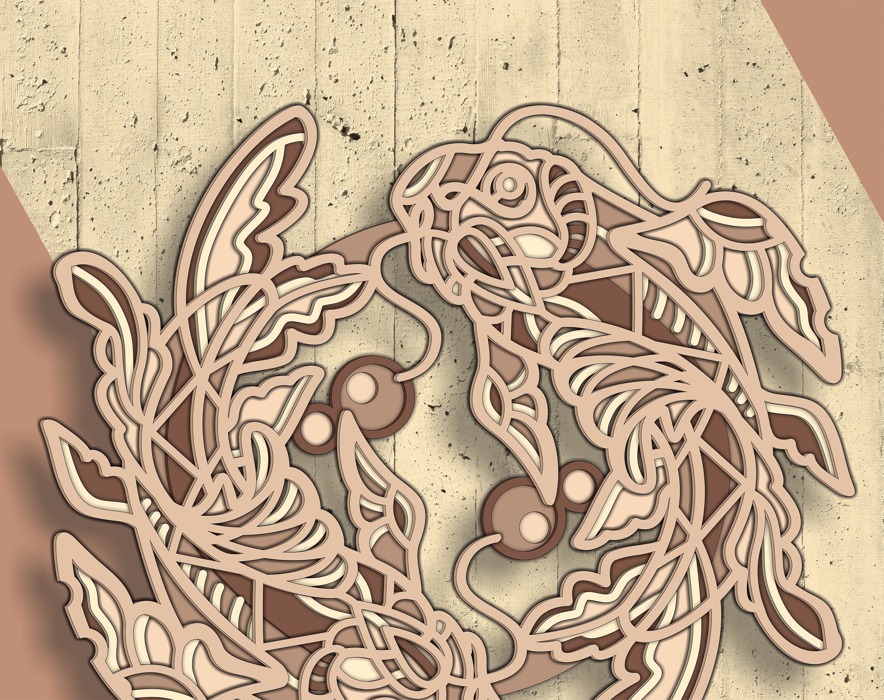3D Yin Yang Fish 5 Layers SVG, Digital Download Ai Cdr Eps Png Dwg Dxf ...