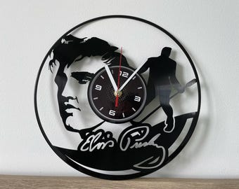 Elvis Presley Vinyl Record Clock, King of Rock and Roll Art