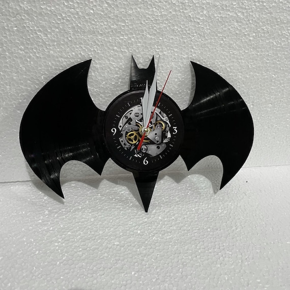 Bat Vinyl Record Clock, Dark Knight Wall Art, Superhero Decor