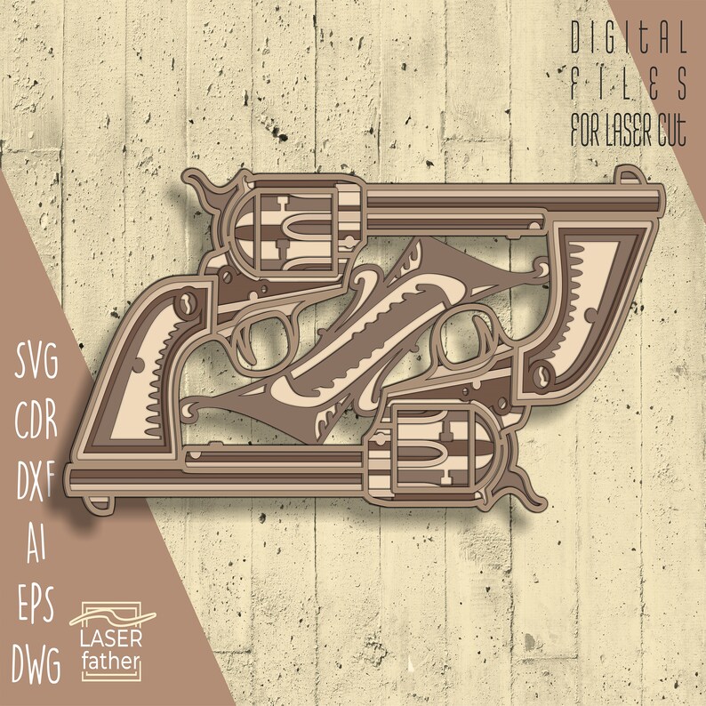 Revolver SVG Files for Cricut, Laser Cut Design, CNC Template, Digital ...