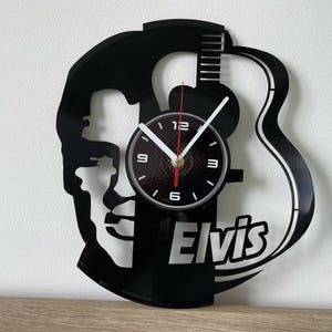 Elvis Presley Christmas Gift, Vinyl Record Clock, Guitar Decoration, Rock N Roll Wall Art, Home Decor For Bedroom, Unique Gifts For Dad