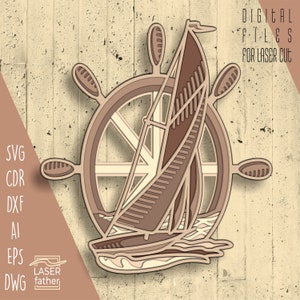 Yacht 3D mehrschichtig SVG-Datei, Lasercutting Projekte, Segeln Kunst, Cricut Designs, digitaler Download, Holz Ausschnitt Handwerk, DXF-Vorlage