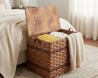 Amish Furniture Hope Chest with Wood Lined Interior for Wicker Blanket Box