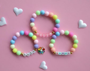 Personalized kids bracelet Jewelry for toddlers Jewelry for kids Birthday gift Rainbow bracelet Unicorn bracelet for girls Gift for girls