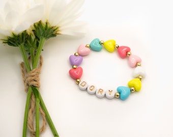 Personalized kid's bracelet Bracelet for girls Jewelry For Toddlers Heart beads bracelet Name bracelet for girls Birthday party bracelet