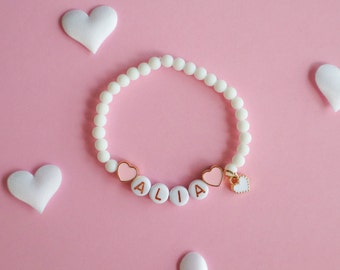 Personalized kids bracelet Accessory for kids Jewelry for girls Gift for girls Jewelry for toddlers Beaded bracelet Heart charm bracelet