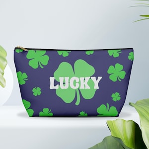 Torebka na zamek Shamrock Lucky: Torebka na Dzień Świętego Patryka, Organizer na akcesoria Good Luck, Plecak-torebka z zamkiem błyskawicznym, Prezent dla przyjaciela