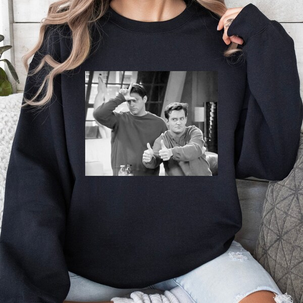 Friends Sweatshirt, Joey Tribbiani Chandler Bing Sweater Gift, Friends Merch, Joey and Chandler Vintage Clothing, Cute Friends Fan Pullover