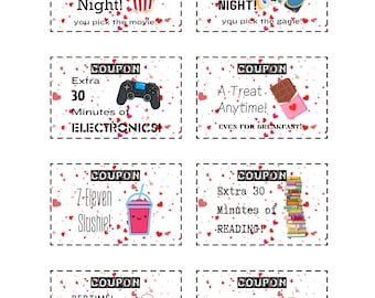 Alla hjärtans dag-kuponger för barn | Utskrivbara godisbiljetter (PDF)