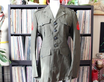 vintage mens army infantry uniform jacket, 42 L