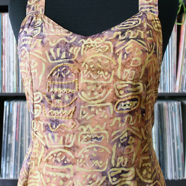 vintage rayon sun dress by Bali Batiks, tag size xl