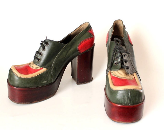 1970s Platform Shoes . Eldita's Shoes Made in Italy . Glam Leather ...