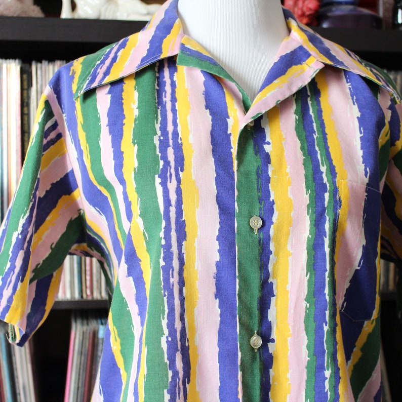 1960s vintage pastel striped oxford shirt, Custom Originals by Don Juan, mid century button up imagem 1