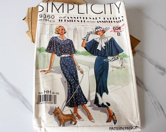 1928 dress pattern, 80s does 20s 30s Simplicity 60th Anniversary # 9360, cut and complete