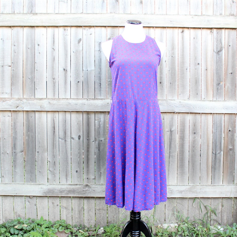 approx womens size medium purple /& pink polka dot 90s vintage skater dress